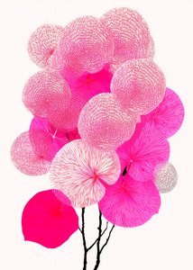 Motivos botánicos modernos en rosa