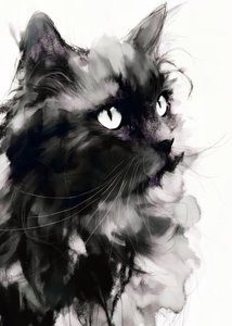 Retrato de un misterioso gato negro de Justyna Jaszke