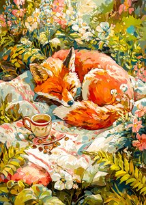 Zorro dormido con té de Justyna Jaszke