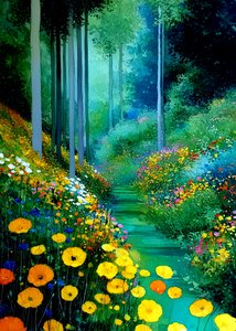 Sendero de flores bañado por el sol de Justyna Jaszke