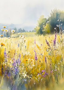 Pradera soleada de flores silvestres de Justyna Jaszke