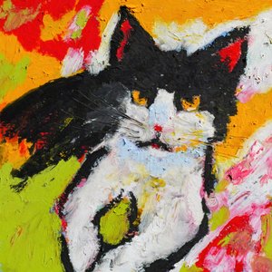 Pintura vibrante de gato