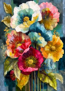 Cuadro de amapolas lleno de colorido de Justyna Jaszke