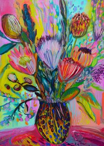 Ramo de proteas de colores vivos