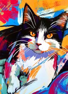 Gato «Tuxedo» de colores vivos de Justyna Jaszke