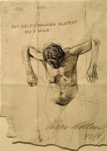 Estudio de desnudo para el grabado De muchas heridas sangras, oh pueblo