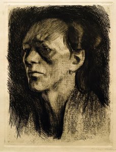 Mujer trabajadora (con el pendiente) de Käthe Kollwitz
