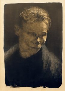 Retrato de una mujer trabajadora con pañuelo azul de Käthe Kollwitz