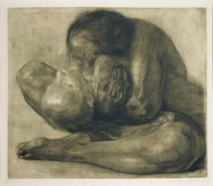 Mujer con niño muerto de Käthe Kollwitz