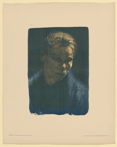 Halbporträt einer Arbeiterfrau mit blauem Schal de Käthe Kollwitz