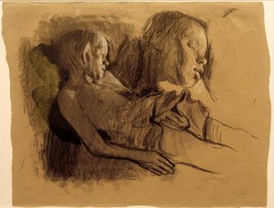 Niño durmiendo y cabeza de niño de Käthe Kollwitz