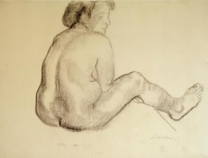 Käthe Kollwitz, Desnudo femenino sentado de espaldas hacia la derecha