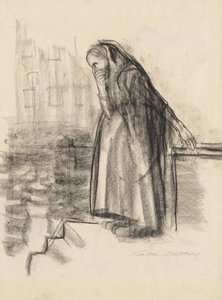 Mujer embarazada contemplando el suicidio (recto) de Käthe Kollwitz