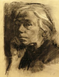 Autorretrato en perfil de tres cuartos hacia la izquierda de Käthe Kollwitz