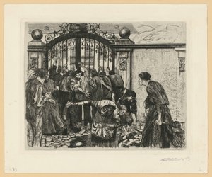 Tormenta (lámina 5 de "Una revuelta de tejedores", 5.º estado) de Käthe Kollwitz