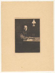 Retrato de una celda sobre la mesa. Autorretrato en la mesa (título original) de Käthe Kollwitz