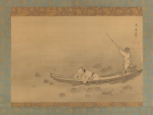 Zhou Maoshu admirando lotos, mediados del siglo XVII