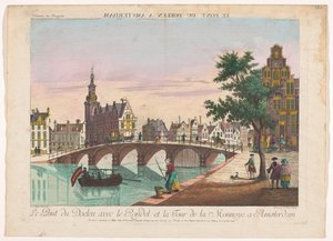 Vista del Doelenbrug sobre el Amstel en Amsterdam Le Pont du Doelen a Amsterdam (título sobre objeto) de Kaiserlich Franziskische Akademie