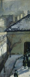 Vista hacia la escuela Ruseloekka, Oslo (óleo sobre lienzo)