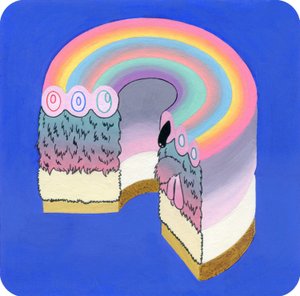 Fuzzcake, 2017 (técnica mixta sobre papel) de Kam Tsz