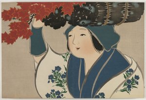 Flowers of a Hundred Worlds (Momoyogusa): Kindling Salesgirl  (Kurokiuri) de Kamisaka Sekka