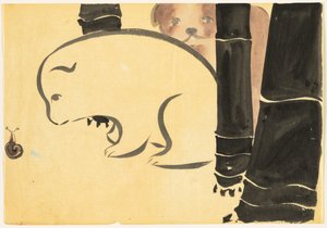 Flowers of a Hundred Worlds (Momoyogusa): Puppies (Enokoro) de Kamisaka Sekka