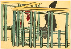 Flowers of a Hundred Worlds (Momoyogusa): Rooster (Chabo) de Kamisaka Sekka