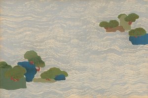 Islas de pinos en un mar de plata, de la serie Chigusa (Mil Hierbas) de Kamisaka Sekka