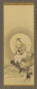 Benten Sarasvati sentada en una roca, período Edo, mediados del siglo XVII-principios del siglo XVIII de Kanô Yôboku Tsunenobu