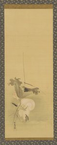 Garza y loto, período Edo de Kanô Yôboku Tsunenobu