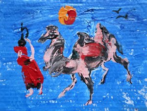 Bailarín del desierto y camello de Kanat Ibragimov