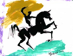 Caballo en posición de empinada