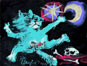 El gato místico y la luna