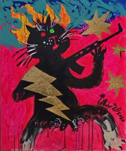 Gato rebelde con rifle