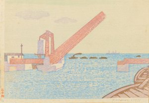 Puente levadizo de Shibaura de Kanenori Suwa