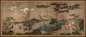 Espectadores de arce (shihonchoshoku kanpūzu) de Kano Hideyori
