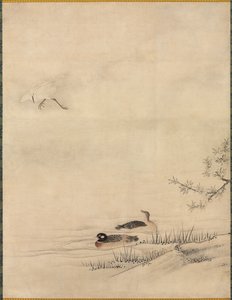 Flores y Pájaros en un Paisaje Primaveral, 1500s de Kano Motonobu