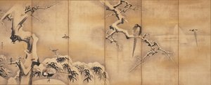 Aves en el paisaje, primera mitad del siglo XVII de Kano Naonobu
