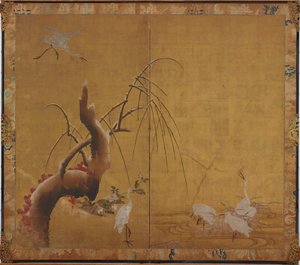 Garzas y viejo sauce, período Edo, principios del siglo XVII de Kano Sadanobu