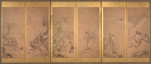 Patriarcas budistas, daoístas y confucianos de Kano Sanraku