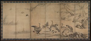 Gansos salvajes, finales de 1500-principios de 1600 de Kano Sanraku