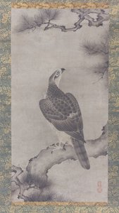 Halcón en un pino Shoo zu, siglo XVI de Kano Yukinobu