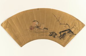 Pato mandarín y ciruelo en flor