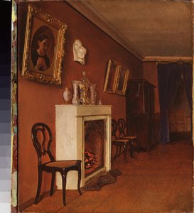 Interior con chimenea - Pintura de Kapiton Alexeyevich Zelentsov (1790-1845), óleo sobre lienzo de Kapiton Alekseevich Zelentsov