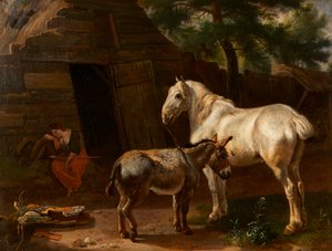 La granjera dormida (óleo sobre tabla) de Karel (attr.to) Dujardin