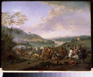 "Escaramuza de caballería" Lucha de caballería durante una batalla. Pintura de Karel Breydel (1678-1733) Museo Estatal Arkhangelskoye Estate, Moscú