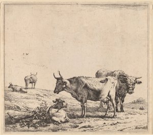 Vaca, toro y ternero de Karel Dujardin