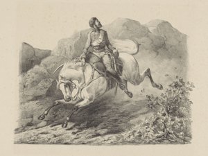 Soldado que huye a caballo