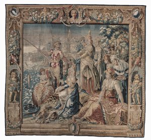 Antonio y Cleopatra (Antonio coge un pescado salado); tapiz, fecha desconocida (lana | lápiz) de Karel van II Mander