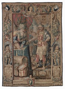 Antonio y Cleopatra (Antonio conquista Pelusium); tapiz, fecha desconocida (lana | lápiz) de Karel van II Mander